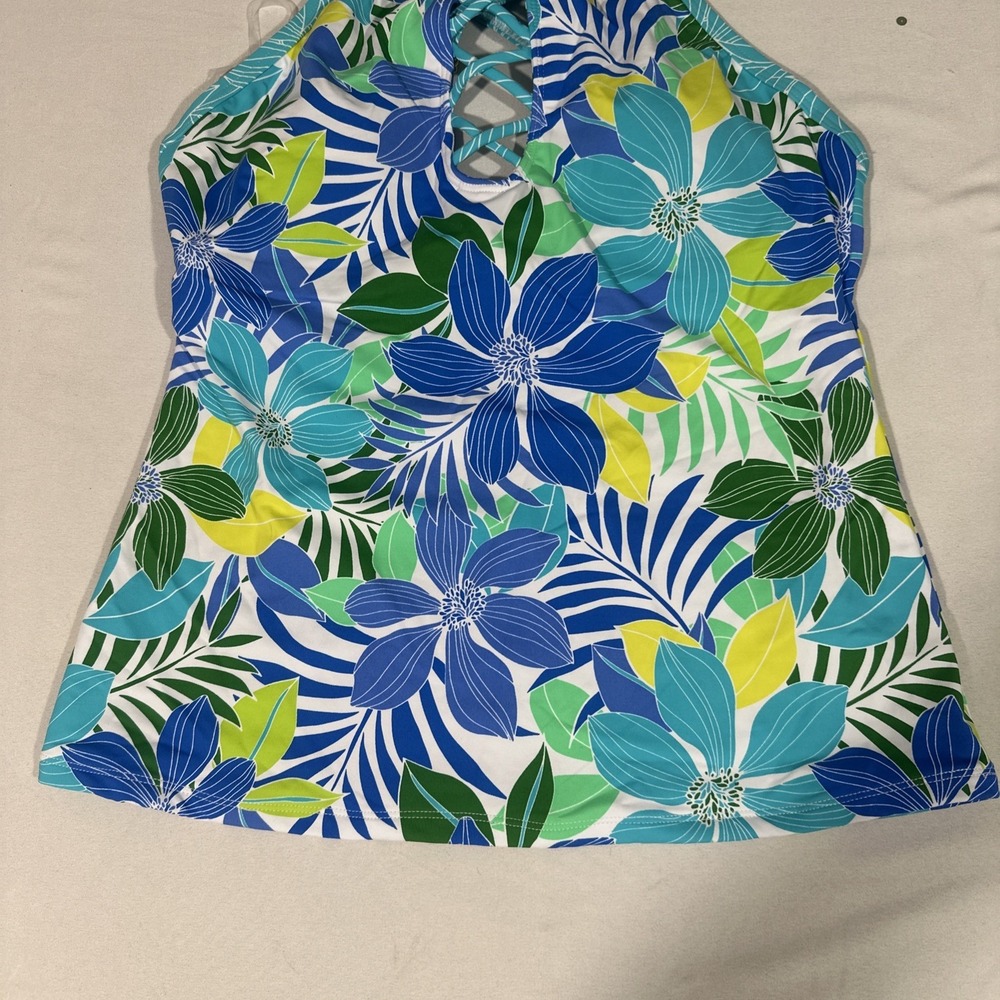 NWT $91 Bleu by Rod Beattie [ 6 ] Sea Quest Floral Cross-Strap Tankini Top 7141 - Picture 5 of 10